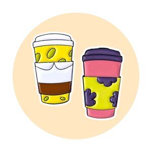 SpongeBob SquarePants Enamel Pins: SpongeBob and Patrick Star Coffee Cups